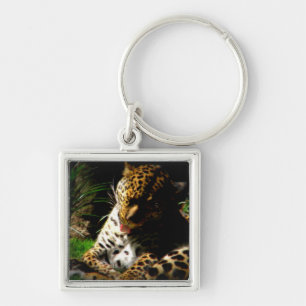 Bathing Leopard Keychain