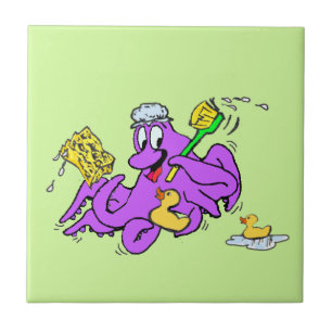 Bathing Octopus Ceramic Tile Customizable
