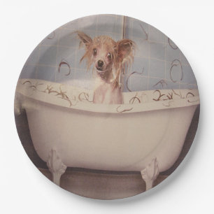 BATHING PUPPY PAPER PLATE
