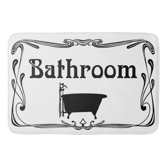 Bathmat bathroom vintage tub black white (Front)