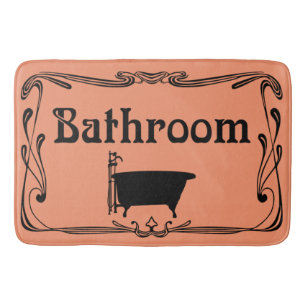 Bathmat bathroom vintage tub peach black
