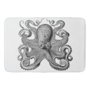 Bathmat black silver grey Octopus