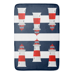 Bathmat - Blue Stripes Lighthouse