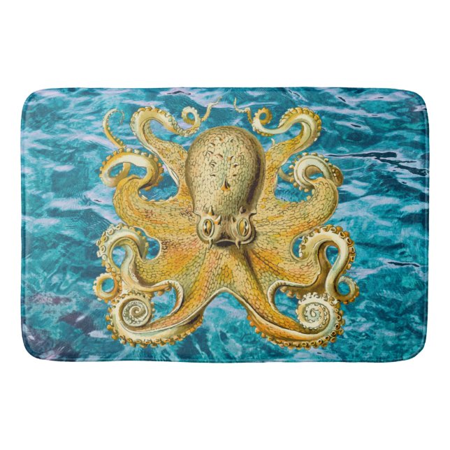 Bathmat Retro  Gold Octopus water (Front)