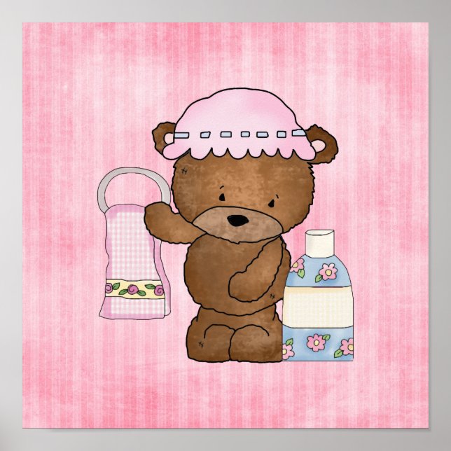 Bathroom Bear cartoon wall poster (Front)