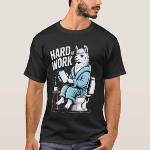 Bathroom Boss Llama Hard at Work Office Humour Des T-Shirt