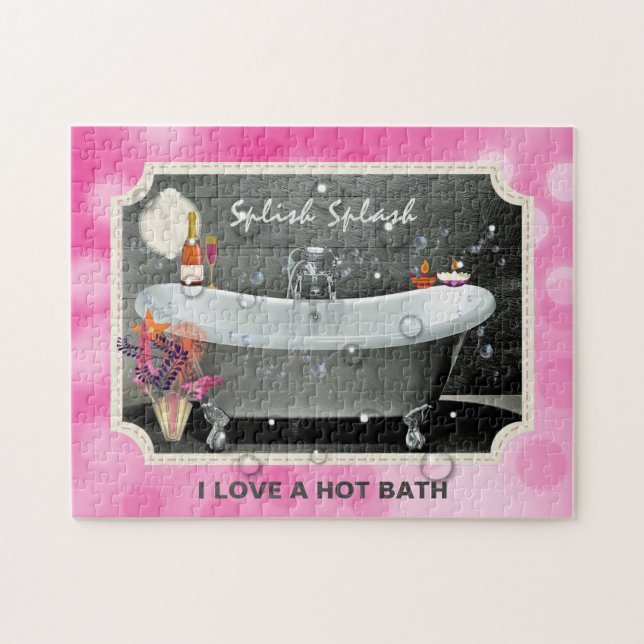 Bathroom Bubbles Splish Splash Cute Jigsaw Puzzle (Horizontal)