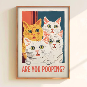 Bathroom Cat Print For Toilet Wall Art Funny Cat 