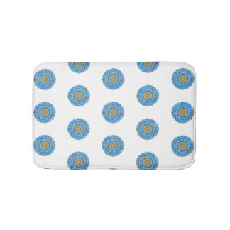 Bathroom mat with hand- drawn mandala design