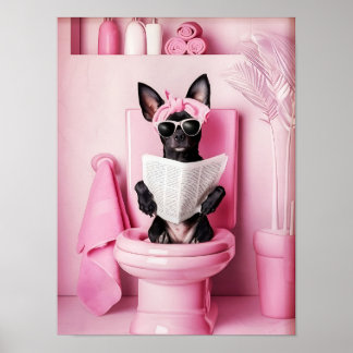 Bathroom Mini Pinscher Print Funny Poster Funny Ba