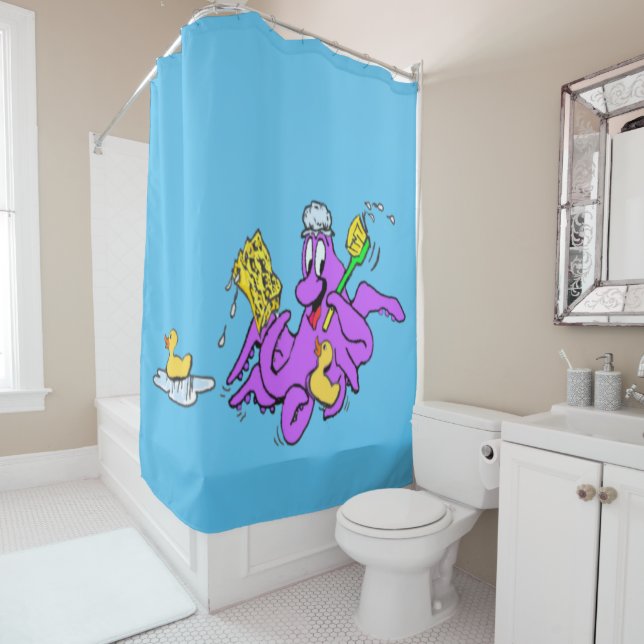 Bathroom Octopus Customizable Shower Curtain (In Situ)
