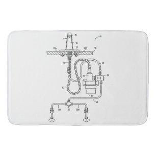 Bathroom Plumbing Patent Print Bath Mat