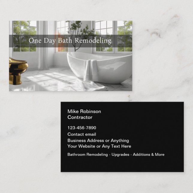 Bathroom Remodeling Home Renovations Business Card (Front/Back)