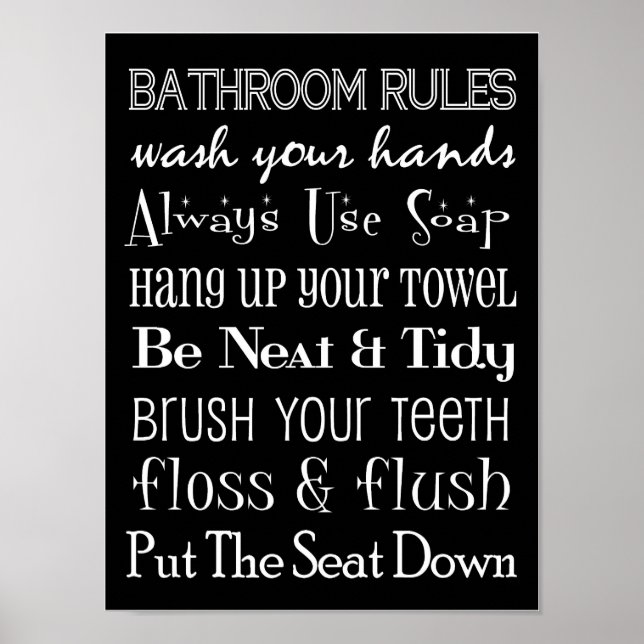Bathroom Rules Poster (Front)