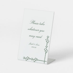 Bathroom Sign in Dark Green Florals