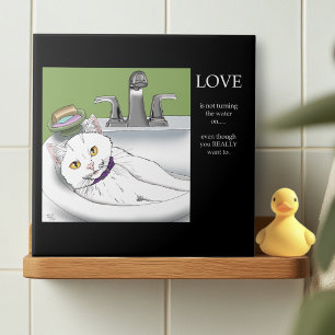 Bathroom Sink White Cat Tile