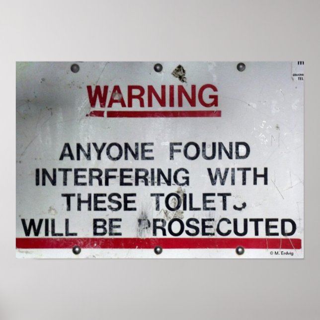Bathroom Toilet Rules and Warning Poster (Front)