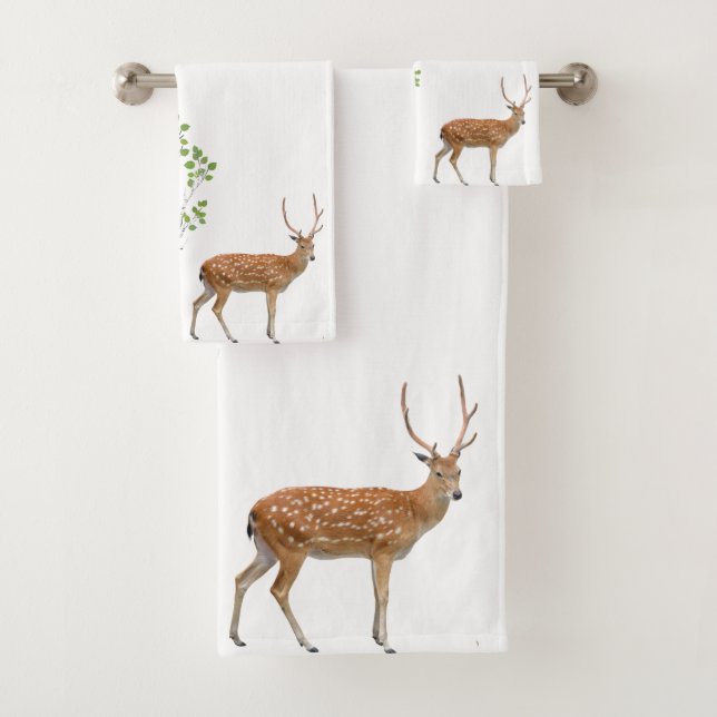 Bathroom Towel Set Deer Doe Buck Woodland Hunting (Insitu)