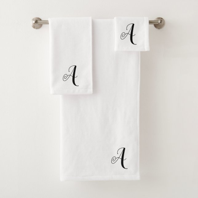 Bathroom Towel Set  | Letter "A" Monogram | Decor (Insitu)