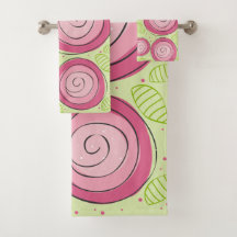 Bathroom Towel Set, Pink Roses
