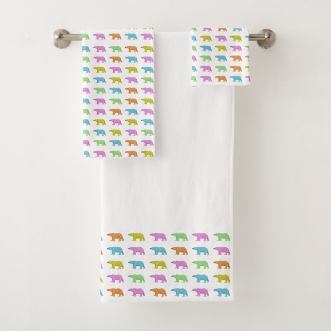 Bathroom Towel Set - Polar Bear Pattern (En situation)