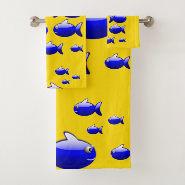 Bathroom Towel Sets Fish (Insitu)
