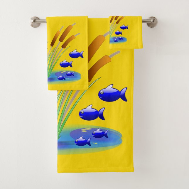 Bathroom Towel Sets Fish (Insitu)