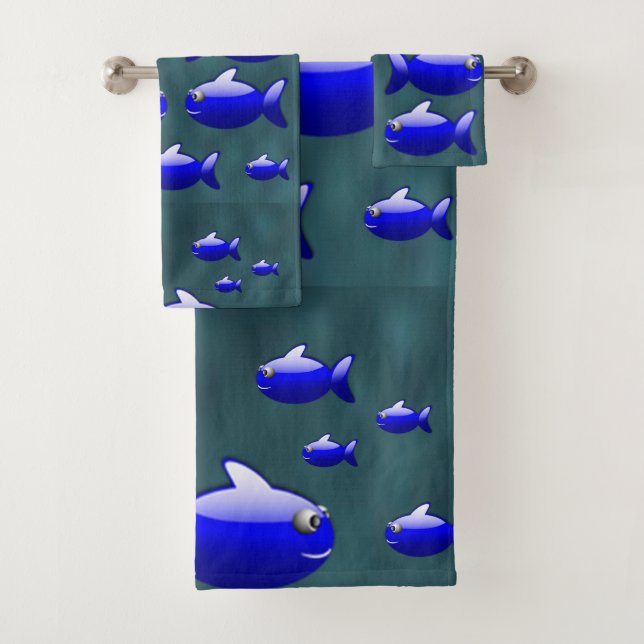 Bathroom Towel Sets Fish (Insitu)