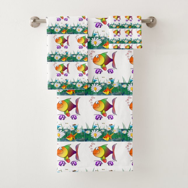 Bathroom Towel Sets Fish (Insitu)