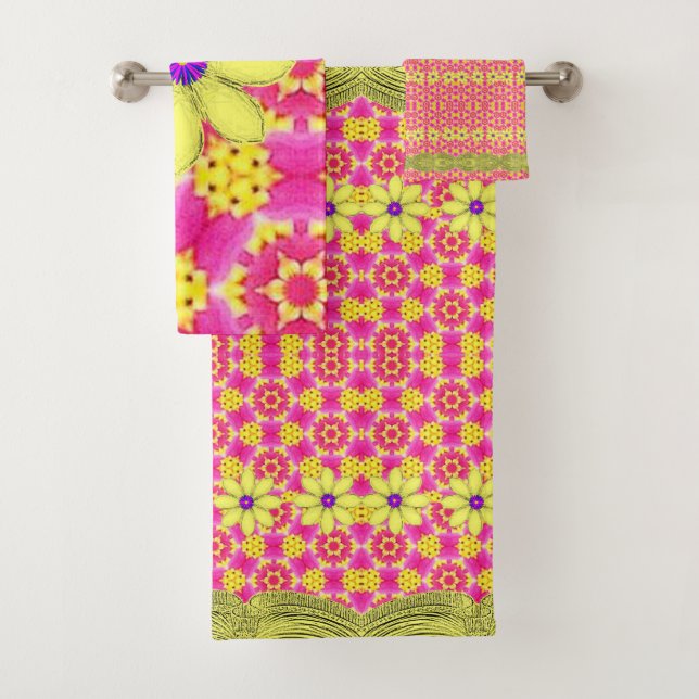Bathroom Towel Sets Floral (Insitu)