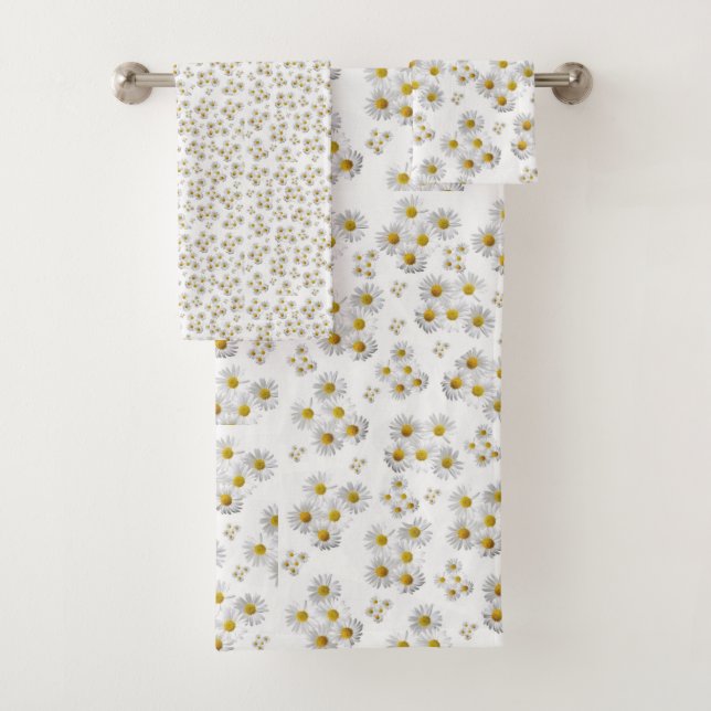 Bathroom Towel Sets Floral White Daisy (Insitu)