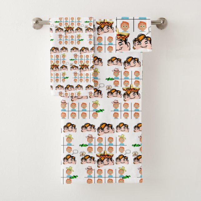 Bathroom Towel Sets Funny Faces Expressions (Insitu)