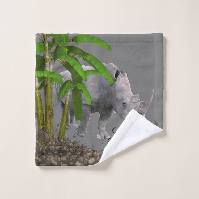 Bathroom Towel Sets Grey Rhinoceros Trees (Wash Cloth)