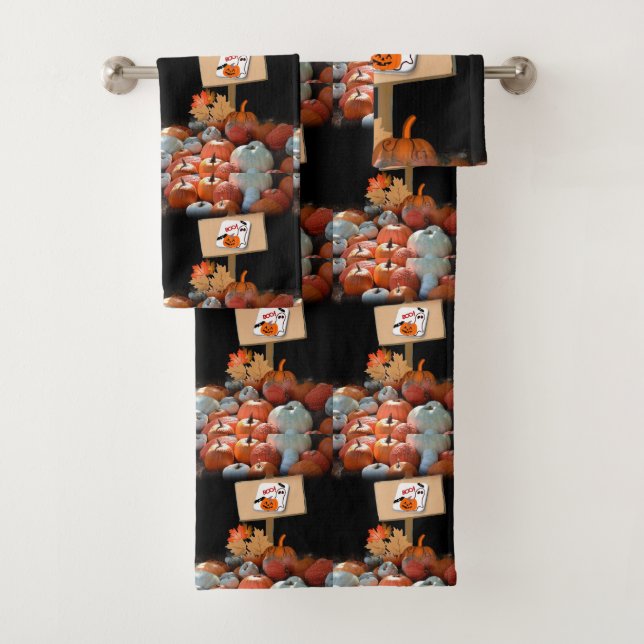 Bathroom Towel Sets Halloween, Pumpkin (Insitu)