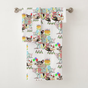 Bathroom Towel Sets Happy Birthday Possum Cake 