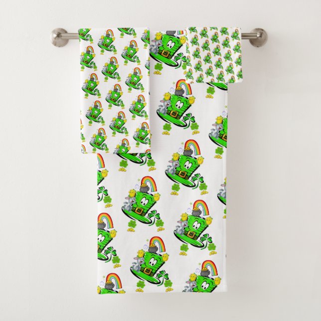 Bathroom Towel Sets Happy St. Patrick's Day Rabbit (En situation)