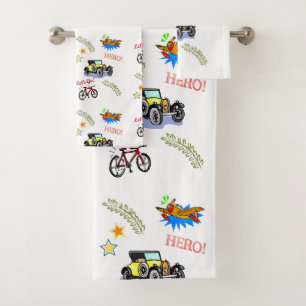 Bathroom Towel Sets Hero Bicycle Car Airplane