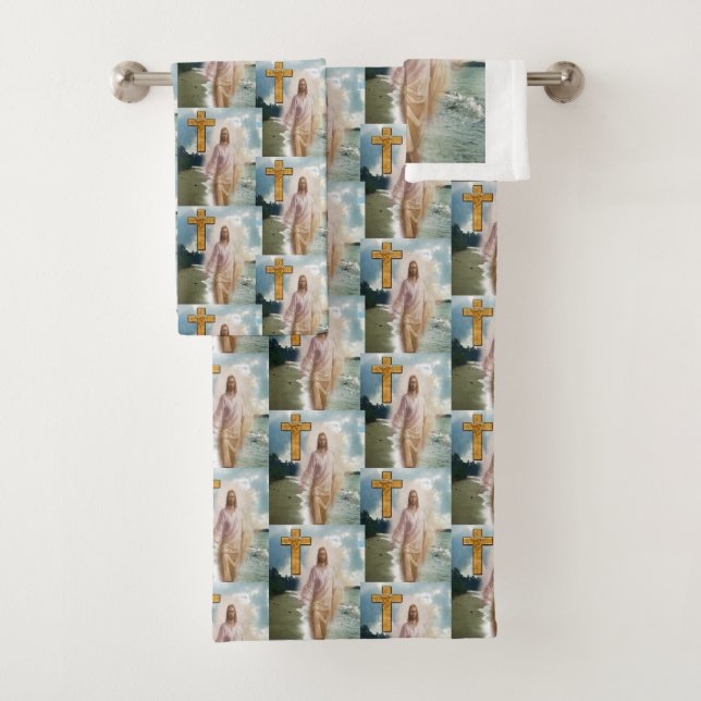 Bathroom Towel Sets Jesus (Insitu)