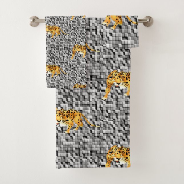 Bathroom Towel Sets Leopard (Insitu)