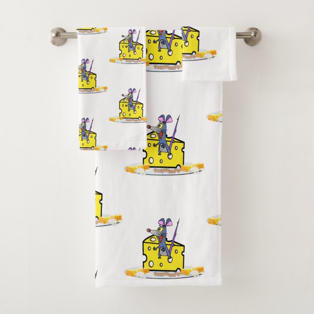 Bathroom Towel Sets Mouse Mice Cheese  (Insitu)