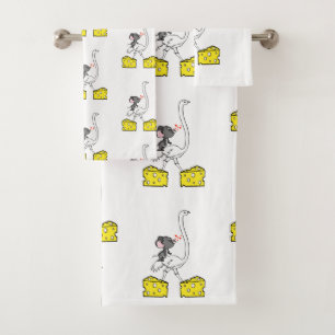 Bathroom Towel Sets Mouse Mice Ostrich Cheese 