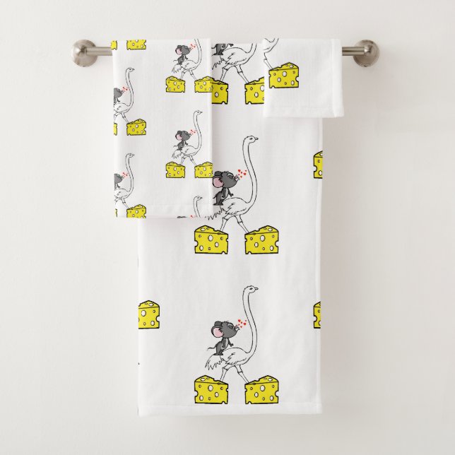 Bathroom Towel Sets Mouse Mice Ostrich Cheese  (Insitu)
