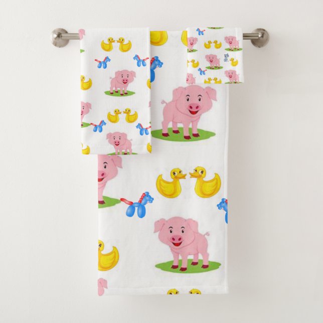 Bathroom Towel Sets Pig (Insitu)