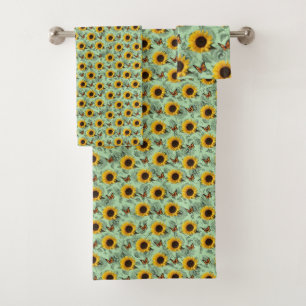 Bathroom Towel Sets Sunflowers
