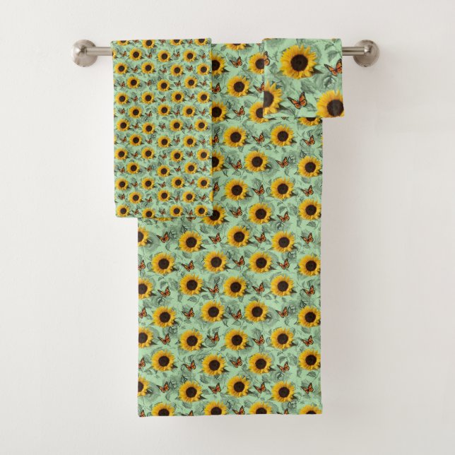 Bathroom Towel Sets Sunflowers (Insitu)