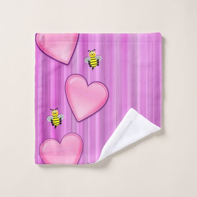Bathroom Towel Sets Valentine's Day, Bee (Wash Cloth)