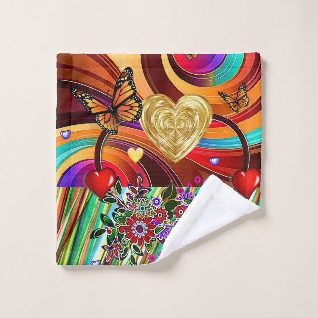 Bathroom Towel Sets Valentine's Day, Butterfly (Wash Cloth)