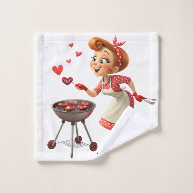 Bathroom Towel Sets Valentine's Day Cooking Hearts (Wash Cloth)