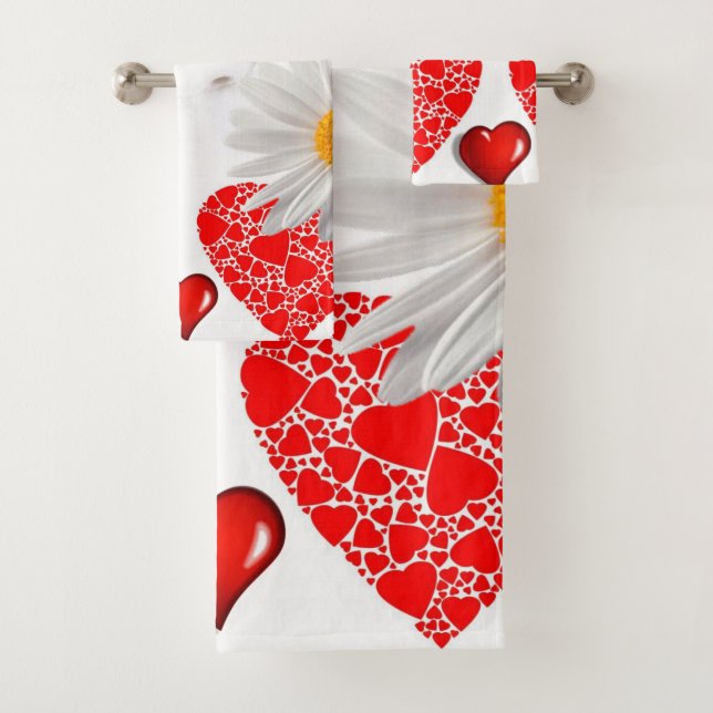 Bathroom Towel Sets Valentine's Day, Daisy (Insitu)