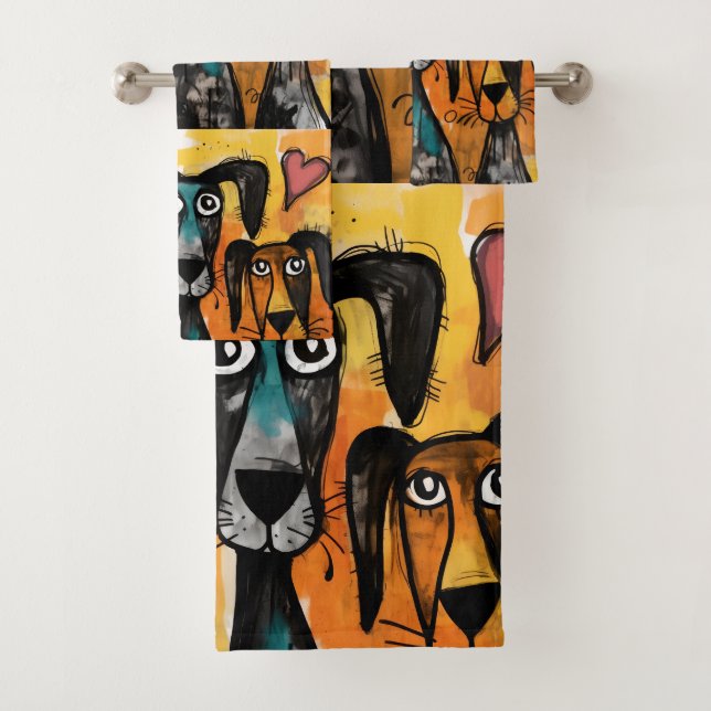 Bathroom Towel Sets Valentine's Day Dog Red Heart (Insitu)